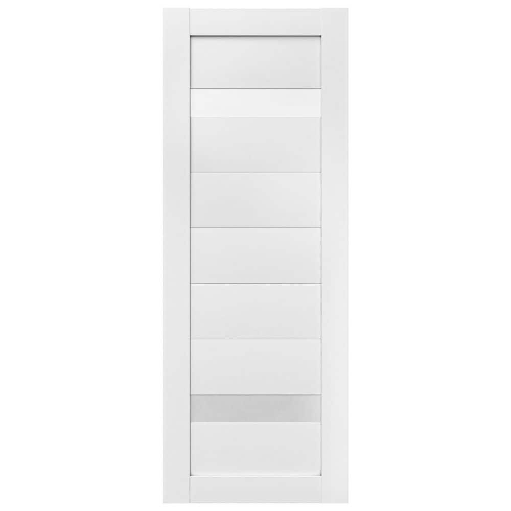 24 in. x 96 in. 7 Panel Solid Wood 2-Lite Frosted Glass Prefinished White Polycarbonate Interior Door Slab Lily price history on PriceWatchPro