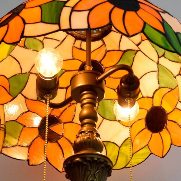 Lasaideal 64 in. Tiffany Style Bronze Finish 2-Light Standard