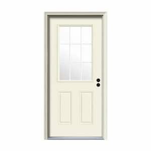 JELD-WEN 30 In. X 80 In. 3 Lite Craftsman Vanilla Painted Steel Prehung ...