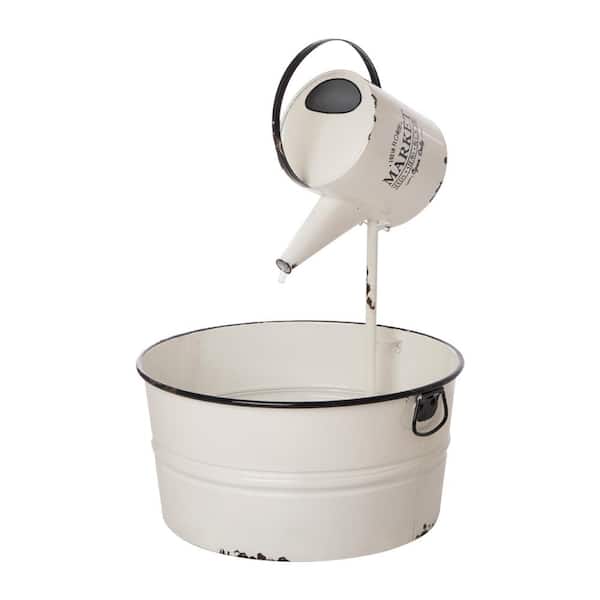 Glitzhome 30 in. H Farmhouse Enamel Coated Metal Watering Can Fountain