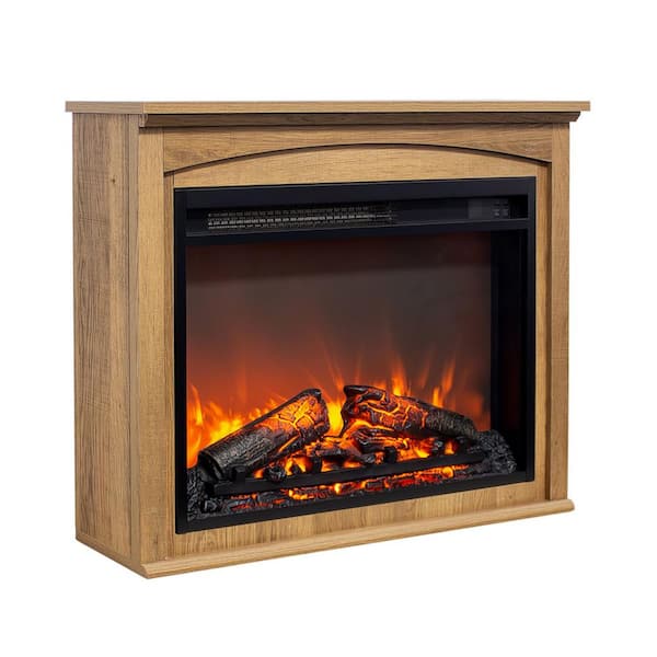 28 in. Insert Electric Fireplace TV Stand in Antique Brown