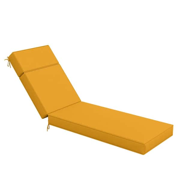 71 in. x 21 in. x 4 in. Premium Waterproof Chaise Lounge Cushion, All-Weather Replacement for Outdoor Chairs Yellow