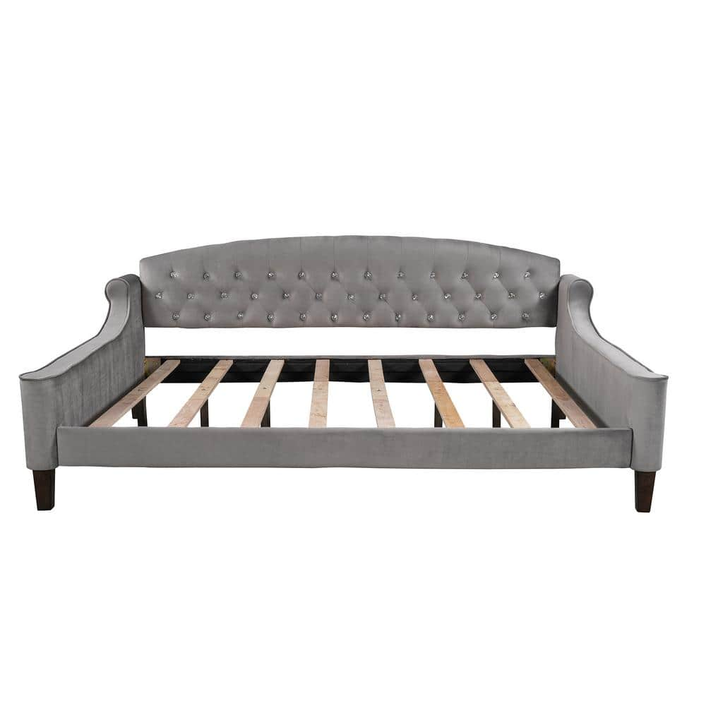 ANBAZAR Gray Full Size Upholstered Daybed with Tufted Button, Modern ...