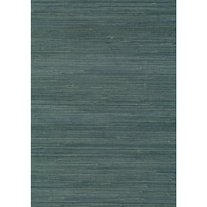Jurou Blue Grasscloth Blue Wallpaper Sample