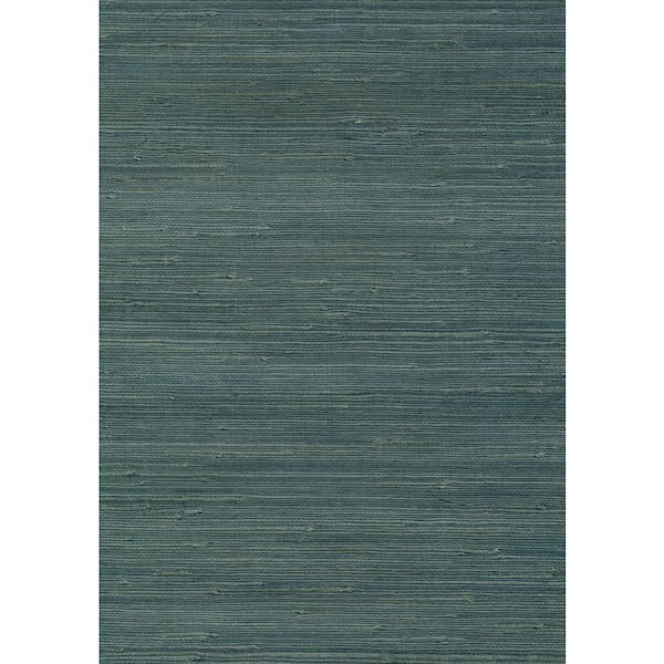Jurou Blue Grasscloth Blue Wallpaper Sample