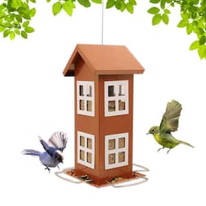 House Bird Feeders Outside- Country House Design, Hook Hang on Tree, Poles in Backyard Gift Idea, 4.7*10.2" (Cooper)