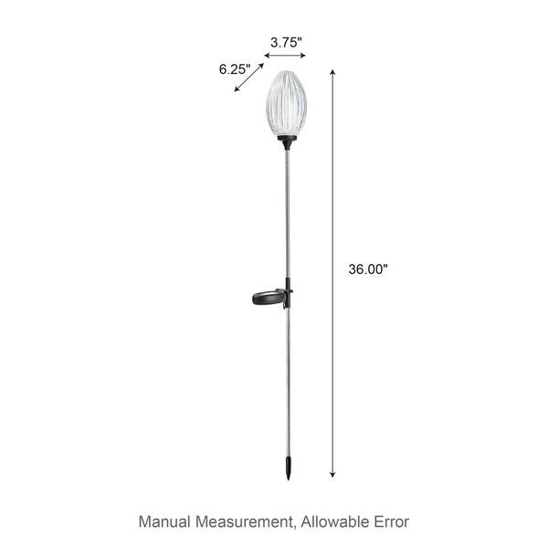 Glitzhome 36 in. H White Solar Weather Resistant Stake Oval