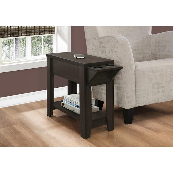 Espresso End Table With Cup Holders