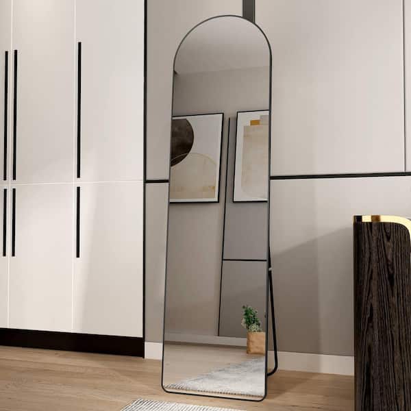 Tradrou Black 16.5 in. W x 59.8 in. H Rectangle Metal Full Length Mirror
