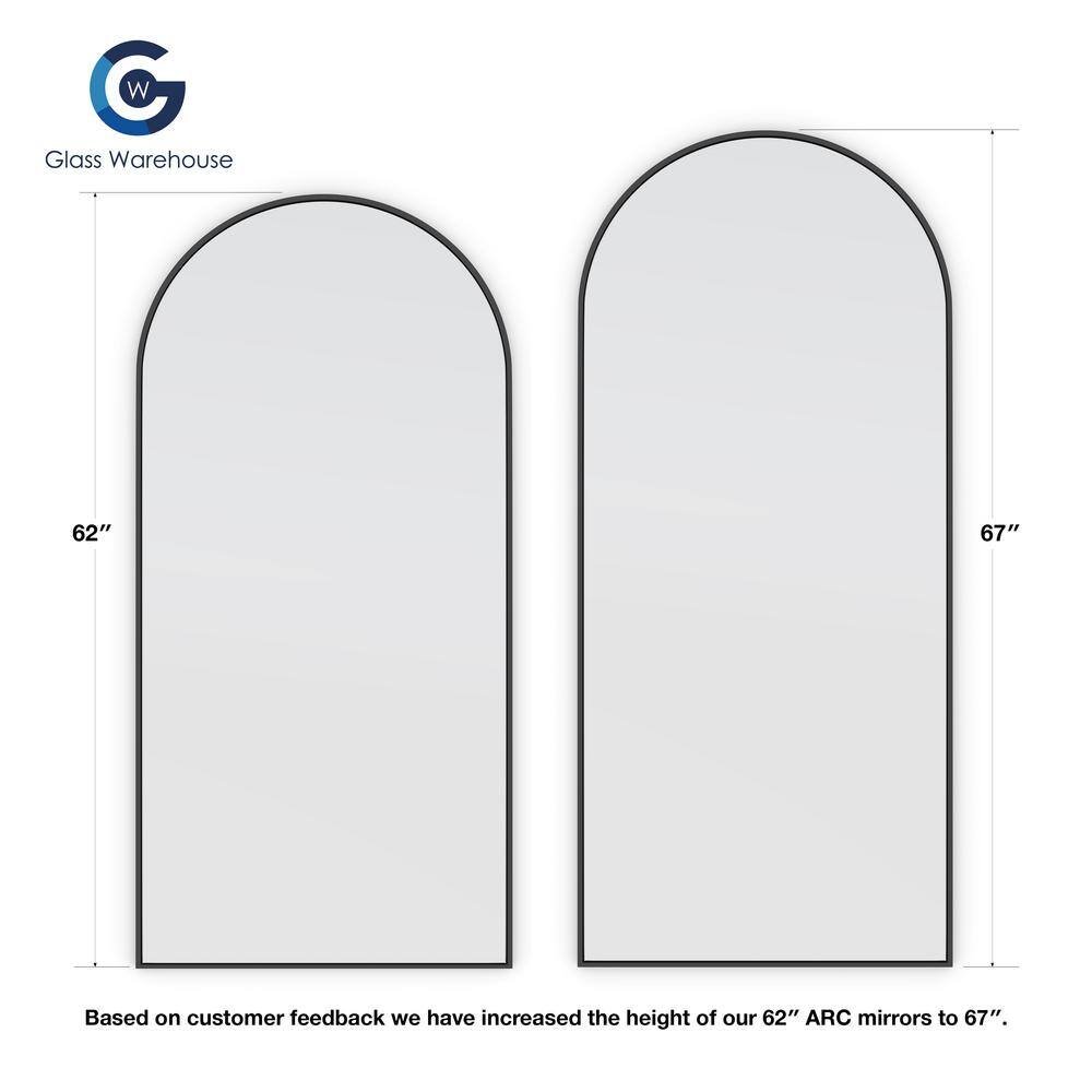 Black Arched Full Length Wood Mirror, 67" x 30"