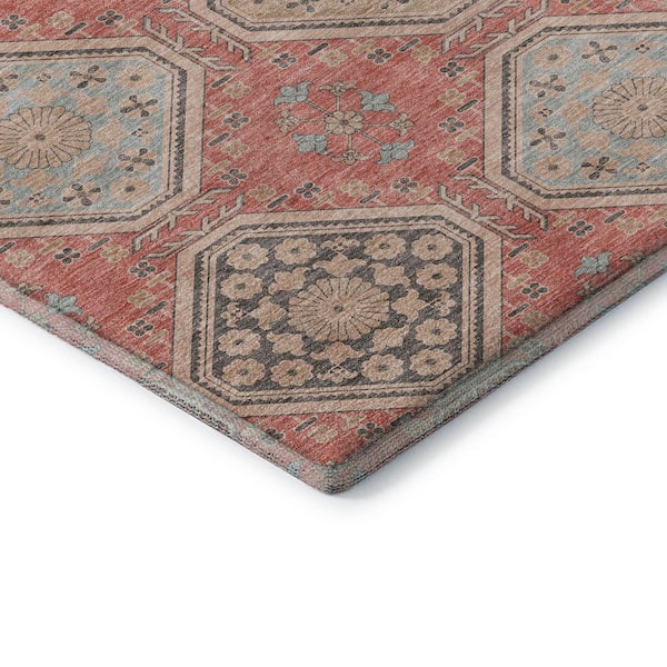 Mayfield Premium Machine Washable Abstract AMF1442 Salmon 9 ft. x 12 ft. Area Rug