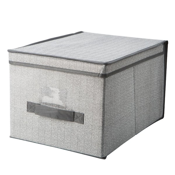 SIMPLIFY 9.84 in. H x 15.75 in. W x 11.81 in. D Gray Fabric Cube Storage Bin