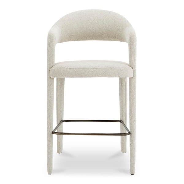Bryn Beige Performance Fabric Bar Stool with Metal Frame
