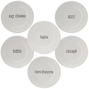 It's Just Words 6-Piece Traditional Multi-Colored Ceramic Plate Set (Service for 6)