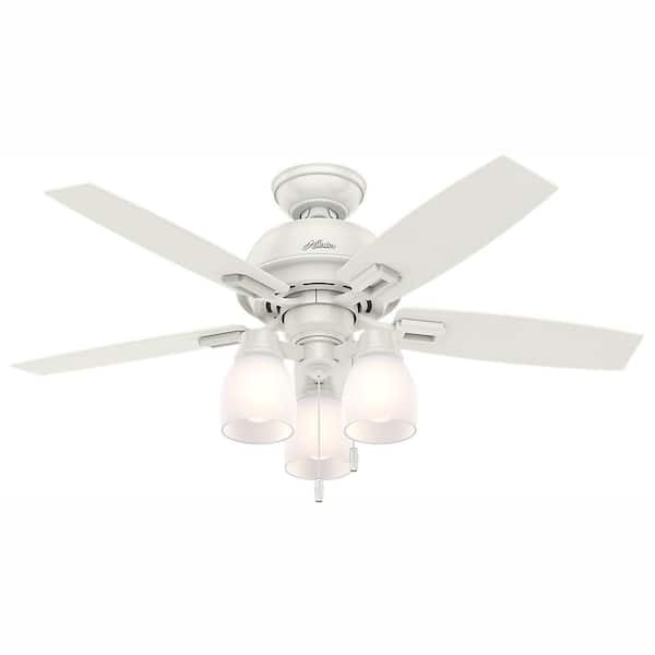 Hunter Donegan 44 in. LED 3-Light Indoor Fresh White Ceiling Fan