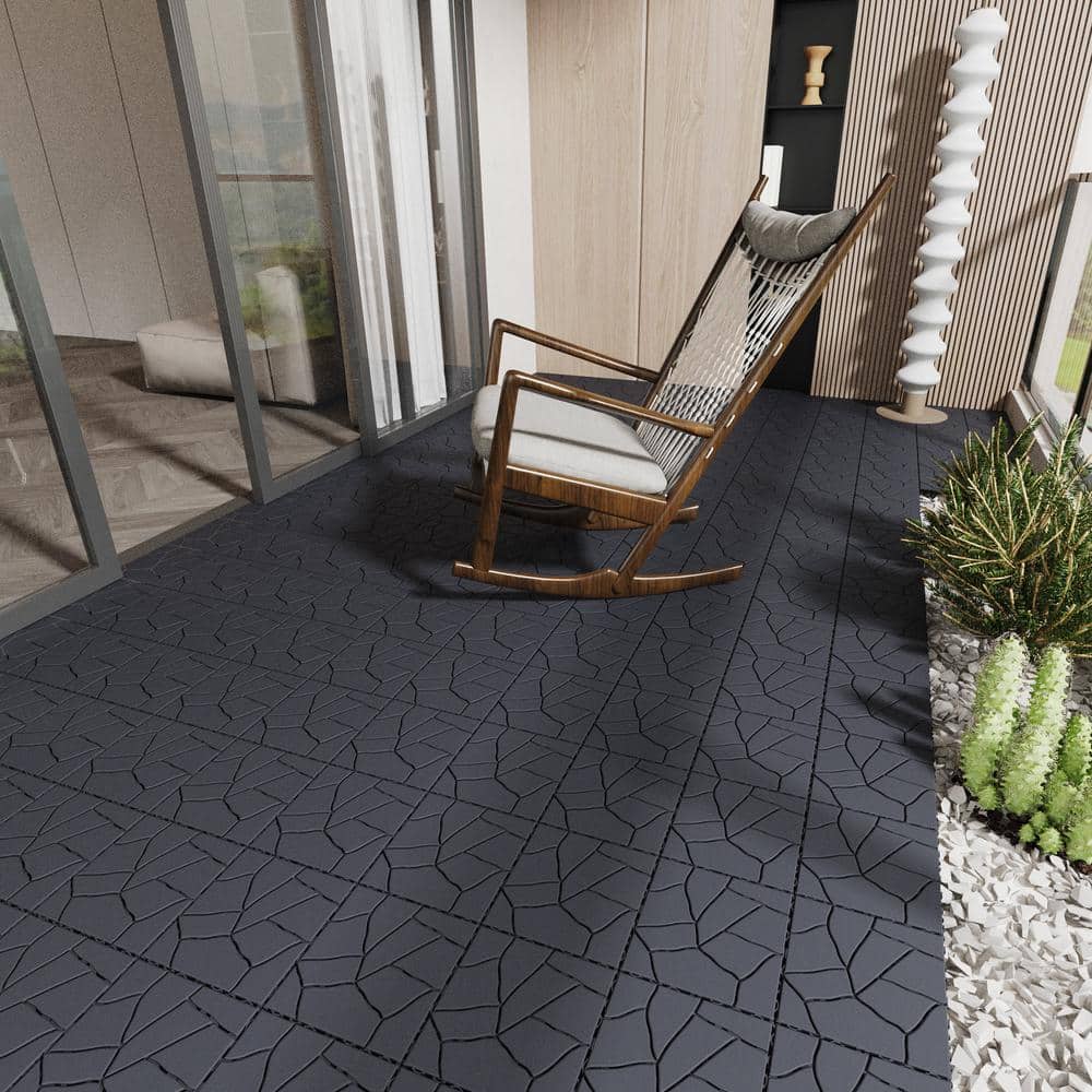 44pcs 12 in. x 12 in. Patio Deck Tiles, DIY Module Interlocking Decking Til