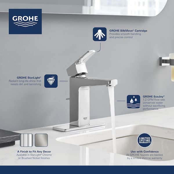 GROHE Lineare Single Hole Single-Handle XS Bathroom Faucet With Drain Assembly In Brushed Nickel 23824ena