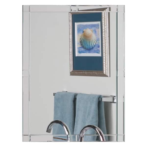Decor Wonderland 24 in. W x 32 in. H Frameless Rectangular Beveled Edge Bathroom Vanity Mirror in Silver