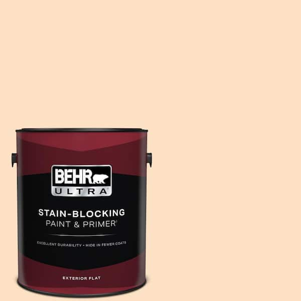 BEHR ULTRA 1 gal. #290C-2 Creamy Beige Flat Exterior Paint & Primer