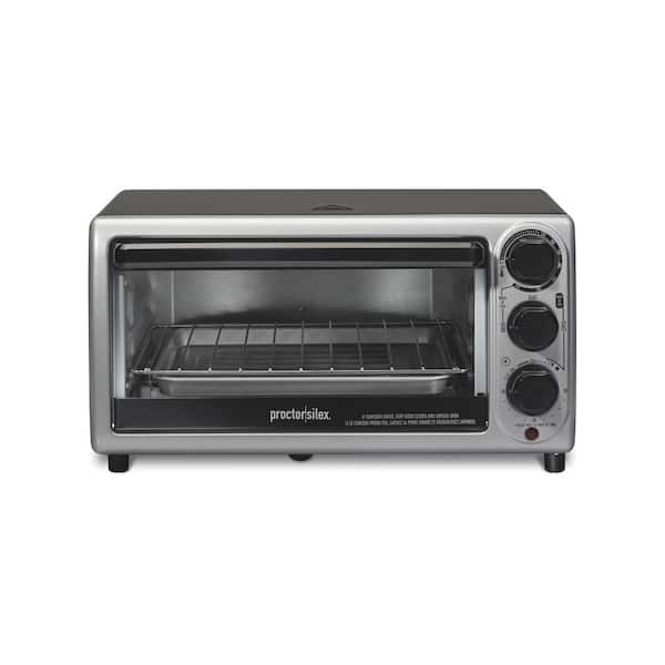 Proctor Silex Modern Toaster Oven, 1100-Watts, Black with Silver Accents