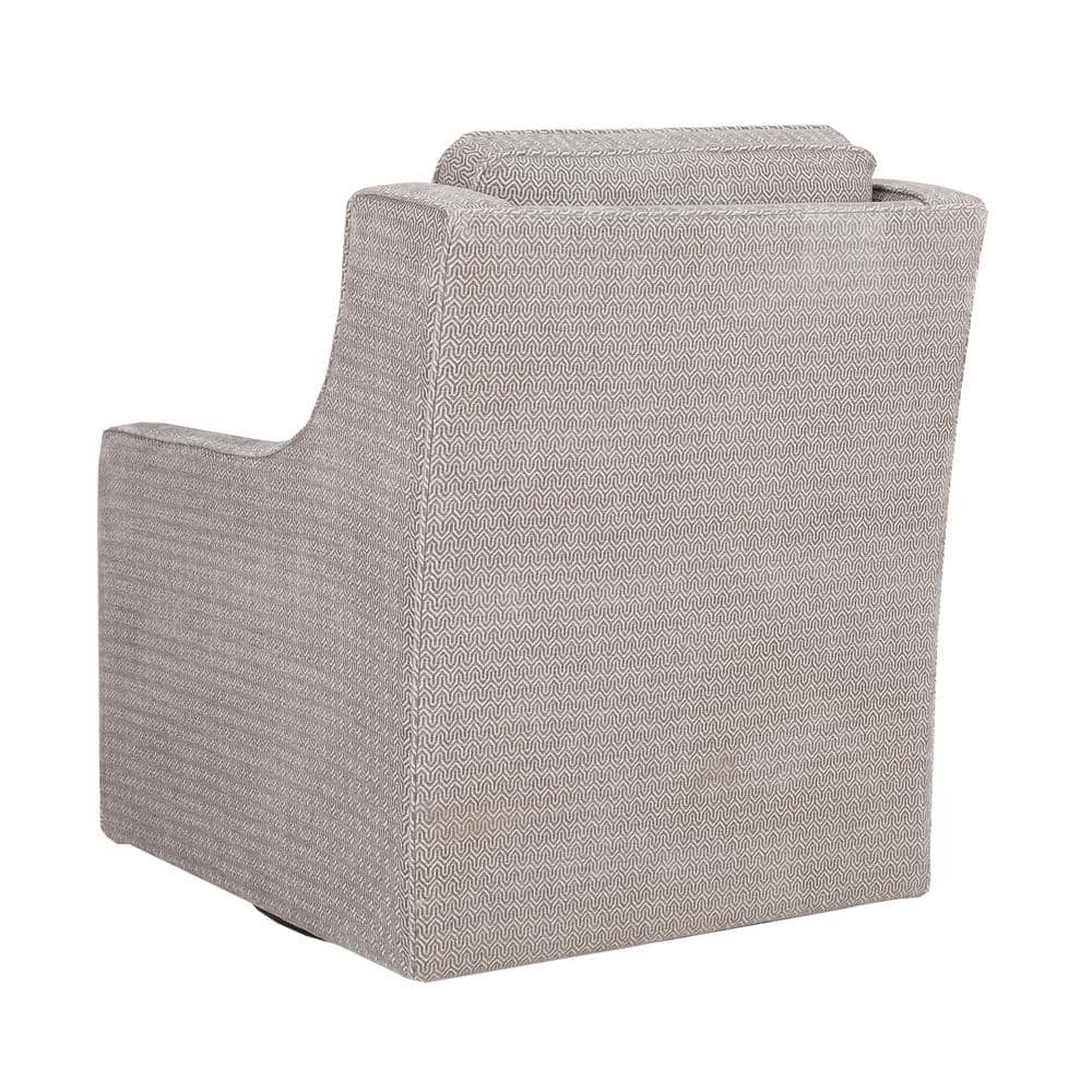 Gray Geometric Pattern Swivel Accent Chair with Wood Frame