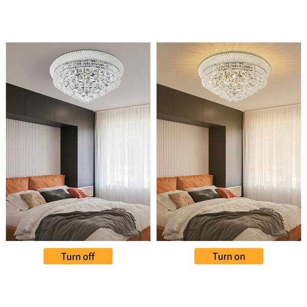 たらエレガンス OUKANING 23.6 in. 12-Light Silver Modern Crystal Flush Mount