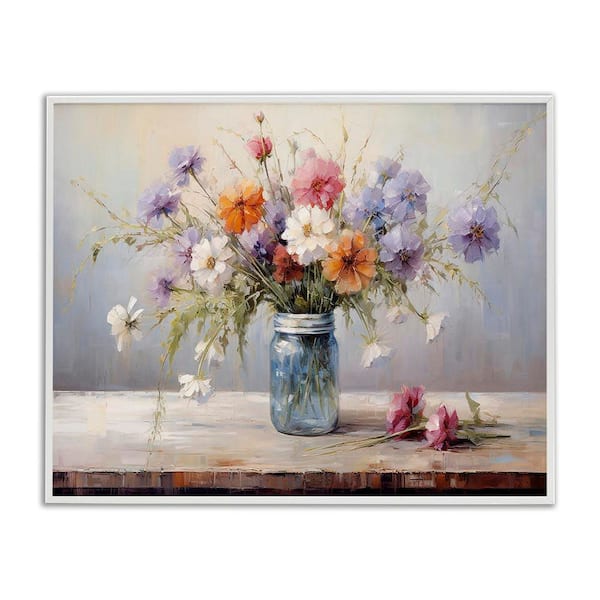 Stupell Industries Wildflowers in Country Jar by Franklyn Gregory White Framed Nature Giclee Art Print 24 in. x 30 in.
