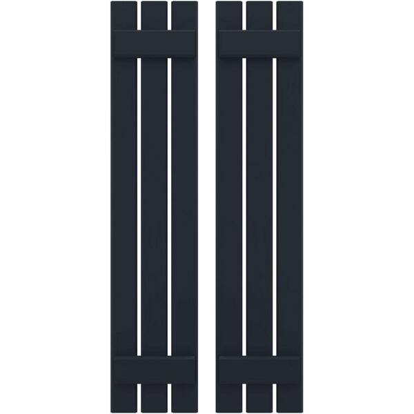 Ekena Millwork 11-1/2 in. W x 40 in. H Americraft 3-Board Exterior Real Wood Spaced Board and Batten Shutters in Starless Night Blue