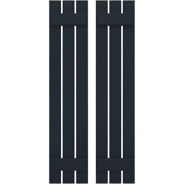 Ekena Millwork 11-1/2 in. W x 50 in. H Americraft 3 Board Exterior Real Wood Spaced Board and Batten Shutters Starless Night Blue