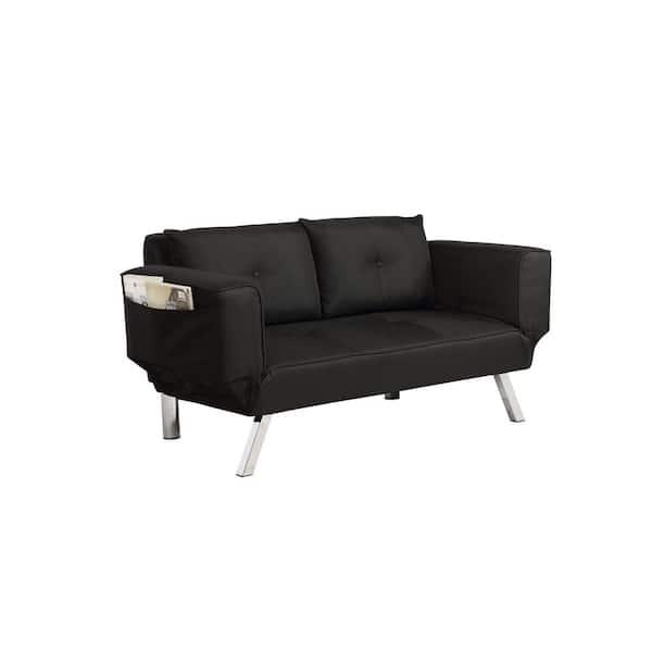 Serta Montauk 58 in. Square Arm 3-Seater Removable Cushions Sofa in Black