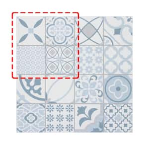 Patterned Blue 6 in. x 6 in. Peel and Stick Backsplash Square Mosaic Wall Tile (0.25 sq. ft.)