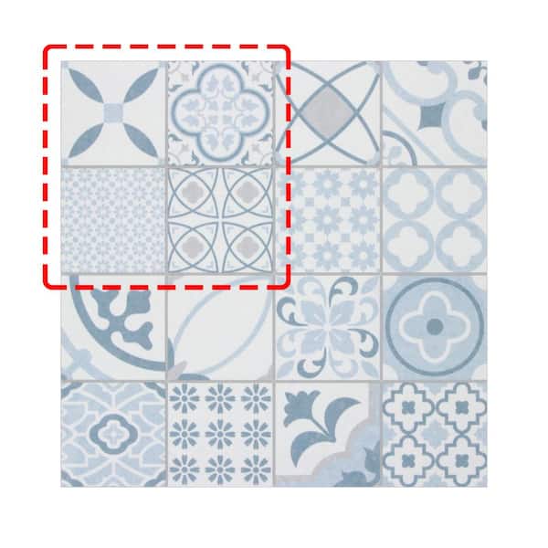 sunwings Patterned Blue 6 in. x 6 in. Peel and Stick Backsplash Square Mosaic Wall Tile (0.25 sq. ft.)
