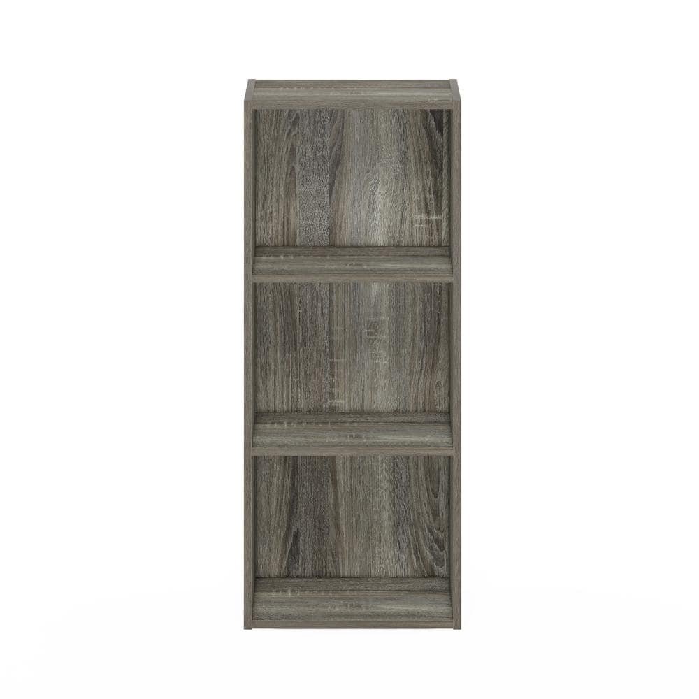 Sleek Gray Wood 3-Tier Cube Organizer Bookshelf