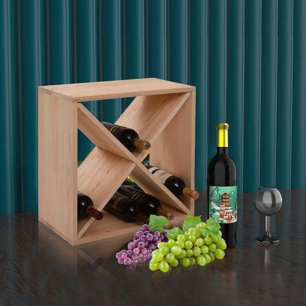 Natural Fir 24-Bottle Stackable Tabletop Wine Rack