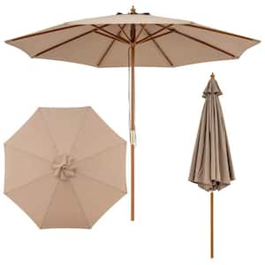 costway-adjustable-9ft-wooden-patio-umbrella CASUNER 9ft Wooden Umbrella, Outdoor Patio Umbrella, Wood Market Umbrella, Patio Umbrella Wood Pole with Pulley Lift for Garden, Yard, Deck, Pool, Market (GREEN) : Patio, Lawn & Garden section design also allows for quick assembly into a compact size 9.5 Feet Pulley Lift Round