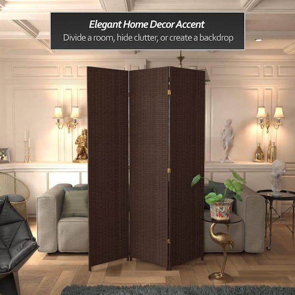 RED LANTERN 7 ft. Dark Mocha 3-Panel Room Divider SS7FIBERDMOC3P
