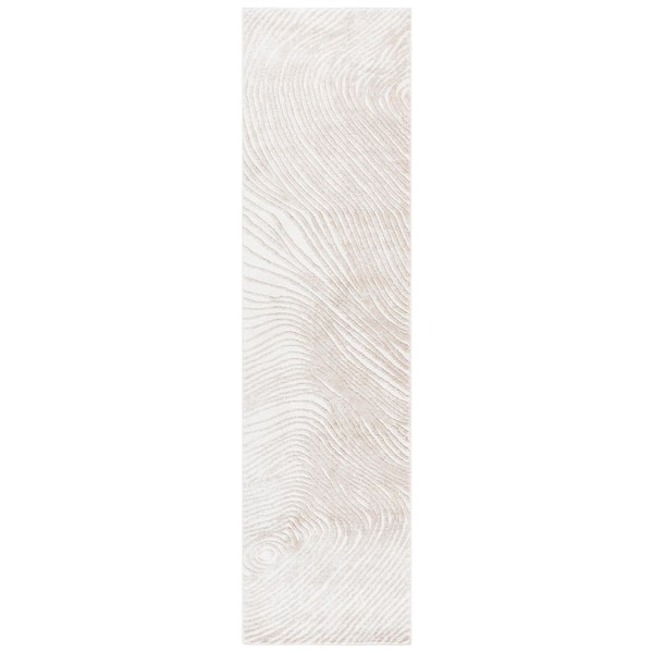 Opal 2 ft. x 9 ft. Ivory/Beige Wavy Swirl Runner Rug