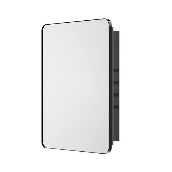 KeonJinn 24 in. W x 32 in. H Rectangular Black Aluminum Alloy Framed Recessed/Surface Mount