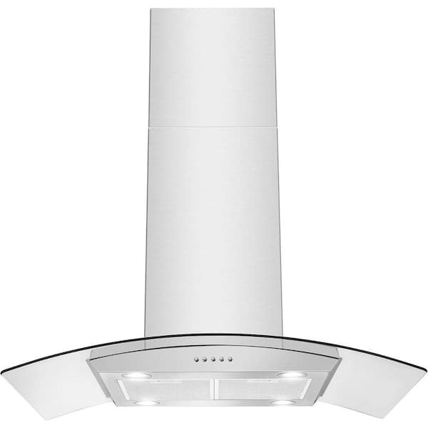 36 inch Island Range Hood 700 CFM Ceiling Mount Hood Stainless Steel Stove Vent Hood with Tempered Glass,Button Controls
