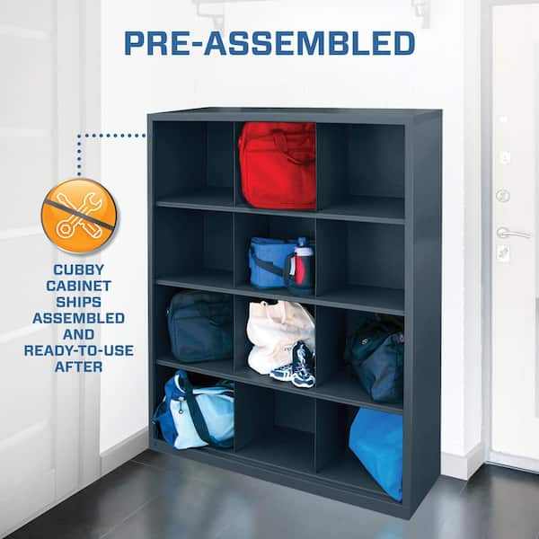 Steel 12-Cube Organizer in Charcoal (66 in. H x 46 in. W x 18 in. D)