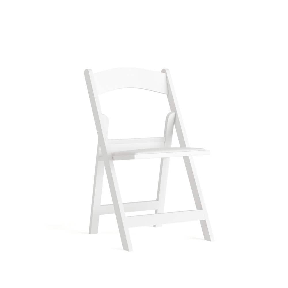 Elegant White Resin Lightweight Folding Chair with Cushioned Seat