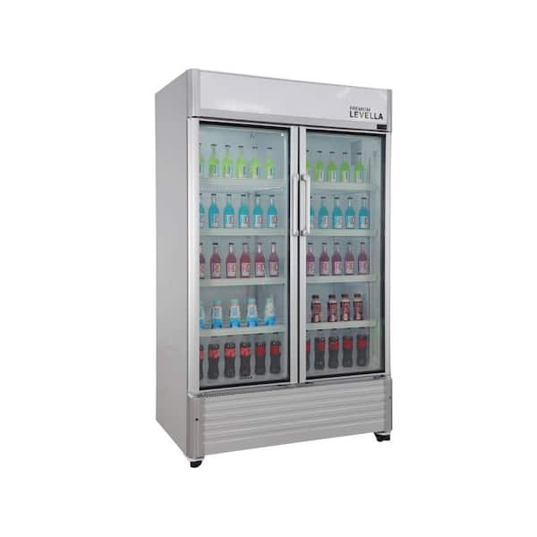 35.0 cu. ft. Commercial Upright Display Refrigerator 2-Glass Door Beverage Cooler in Silver