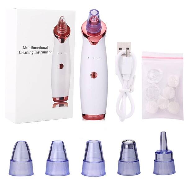 Aoibox White Blackhead Remover Acne Vacuum Suction for Face with 5 