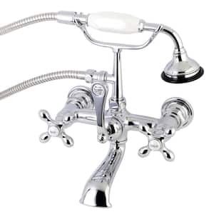 Vintage 7 in. Center 3-Handle Claw Foot Tub Faucet with Handshower in Chrome