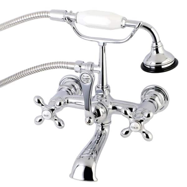 Kingston Brass Vintage 7 in. Center 3-Handle Claw Foot Tub Faucet with Handshower in Chrome