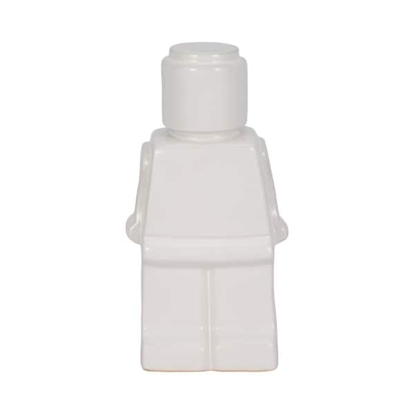 Liv & Skye White 6 in. x 12 in. Ceramic Block Man Figurine