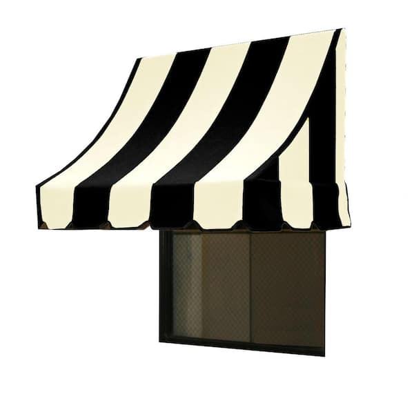 AWNTECH 3.38 ft. Wide Nantucket Window/Entry Fixed Awning (31 in. H x 24 in. D) Black/White