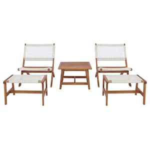 Casella Brown Acacia Wood Outdoor Lounge Chair Set without Cushion (5-Piece)