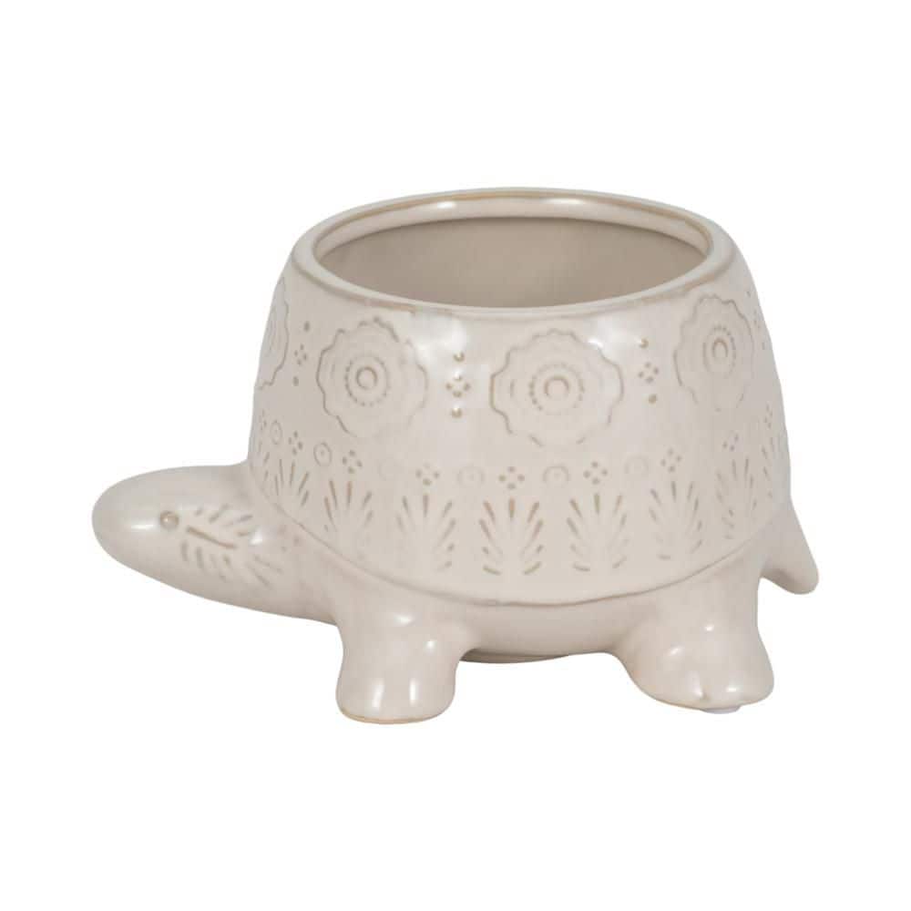 White Ceramic Turtle Planter Floral Carved Detail (7 in. L x 5 in. W x 4.25 in. H) price history on PriceWatchPro