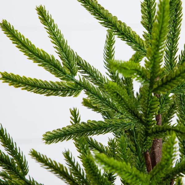 22 in. Artificial Real Touch Norfolk Island Pine in White Decorative Planter with Natural Look